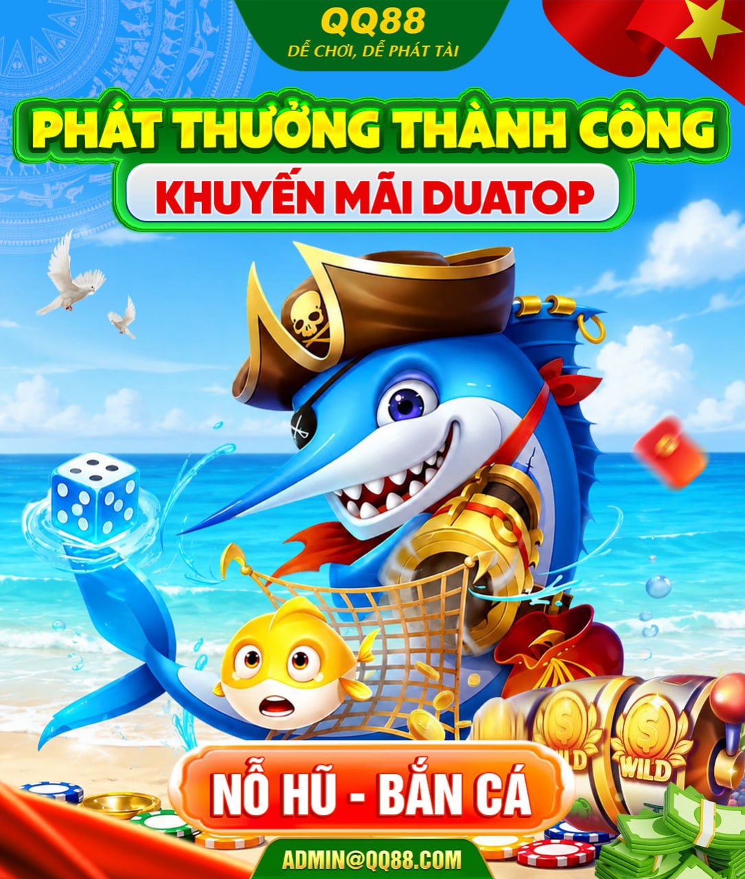 Phát thưởng game nổ hũ và bắn cá tại qq88
